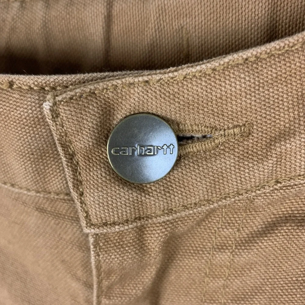 Carhartt Youth Size 12 Pants Carpenter Tan Brown Adjustable Waist Pockets Canvas